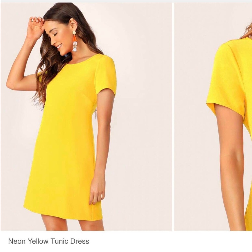 Shein Neon yellow tunic dress